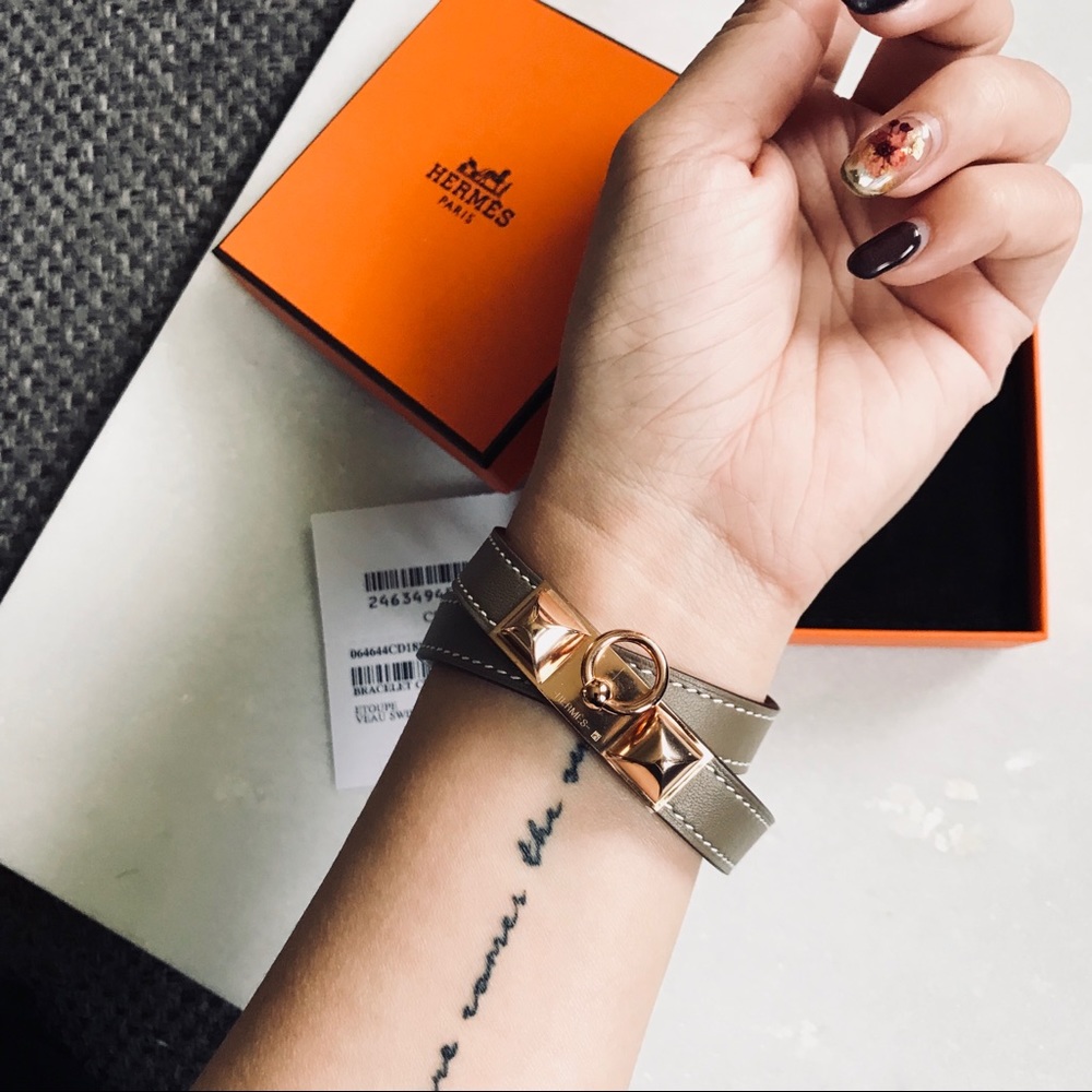 Authentic Hermes Cuir Rivale Double Tour Bracelet